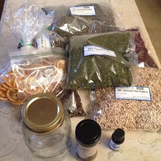 Supplies for potpourri jars