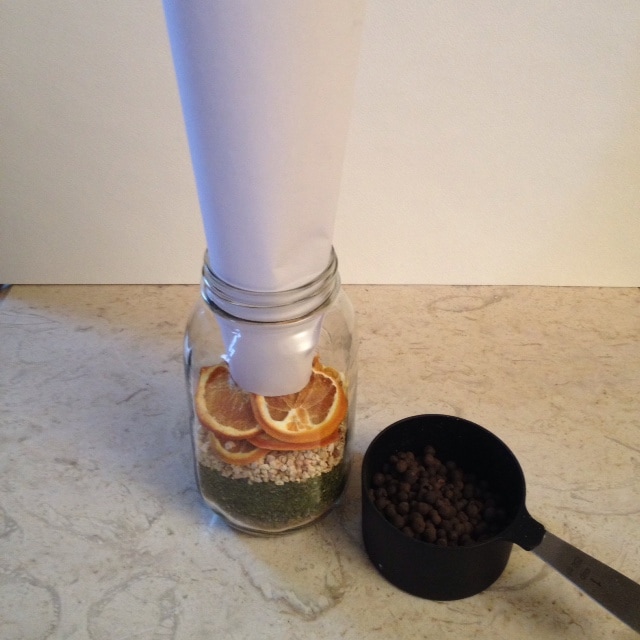 Simple paper funnel in jar