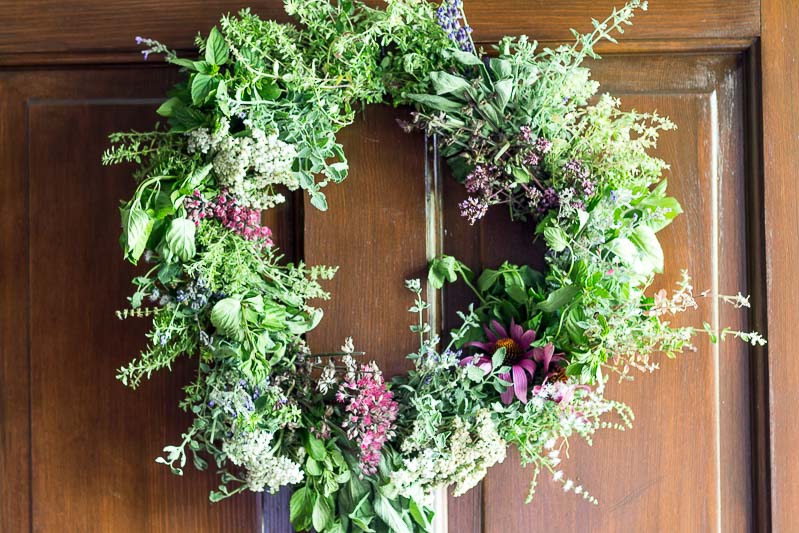 Harvest Herbal Wreath on wood Door