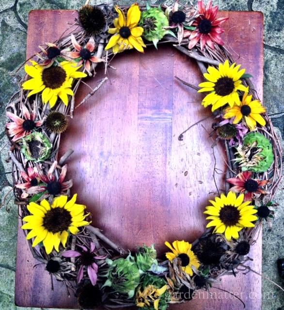 Sunflower wreath for the birds