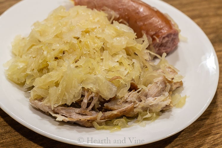 pork and sauerkraut on new years with kolbassi