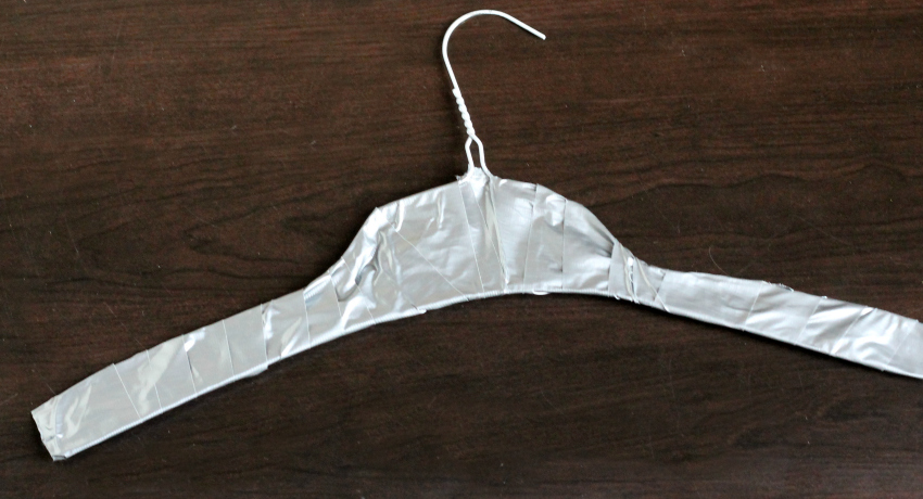 Duct tape on hanger