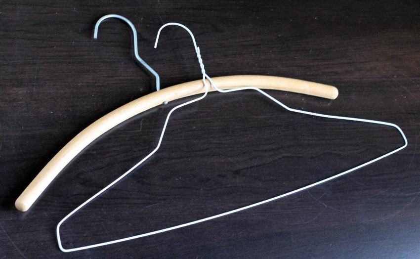 wooden and wire hanger