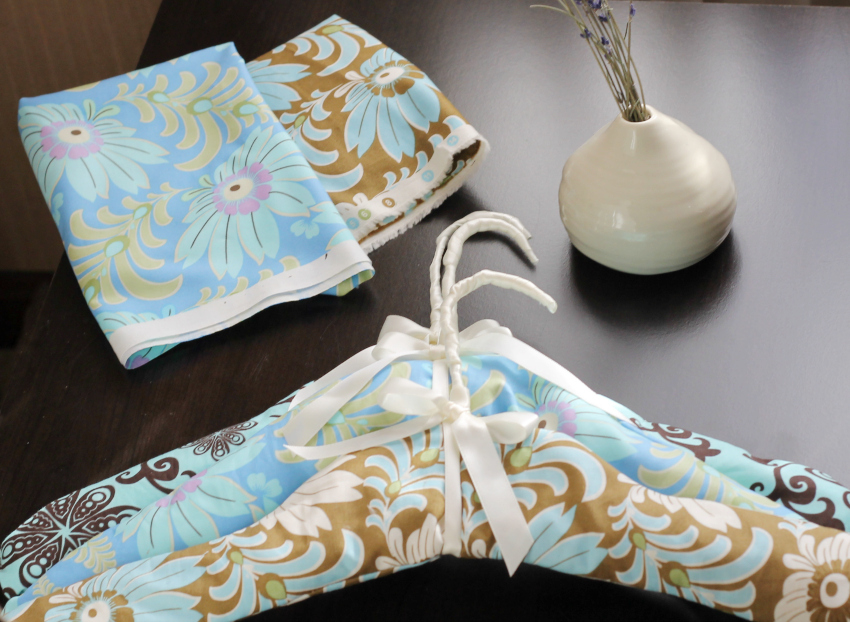 Scented padded hangers in pretty fabric