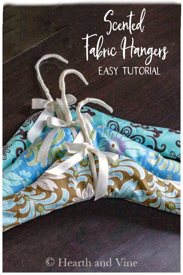 Set of three fabric scented padded hangers