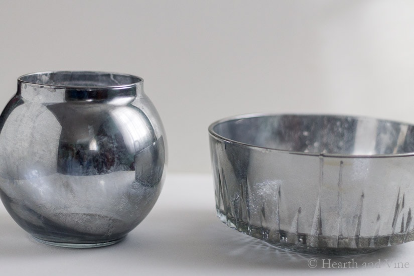 Thrift store glass vases turned mercury glass.