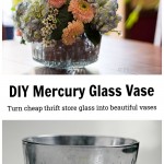 Mercury glass vase with flowers and vase without flowers.