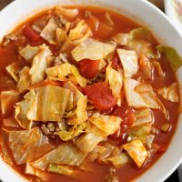 Bowl of stuffed cabbage soup