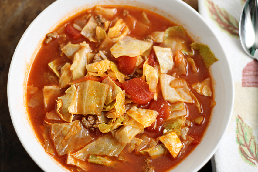Bowl of stuffed cabbage soup