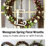 Spring grapevine wreath with blossom and the letter E