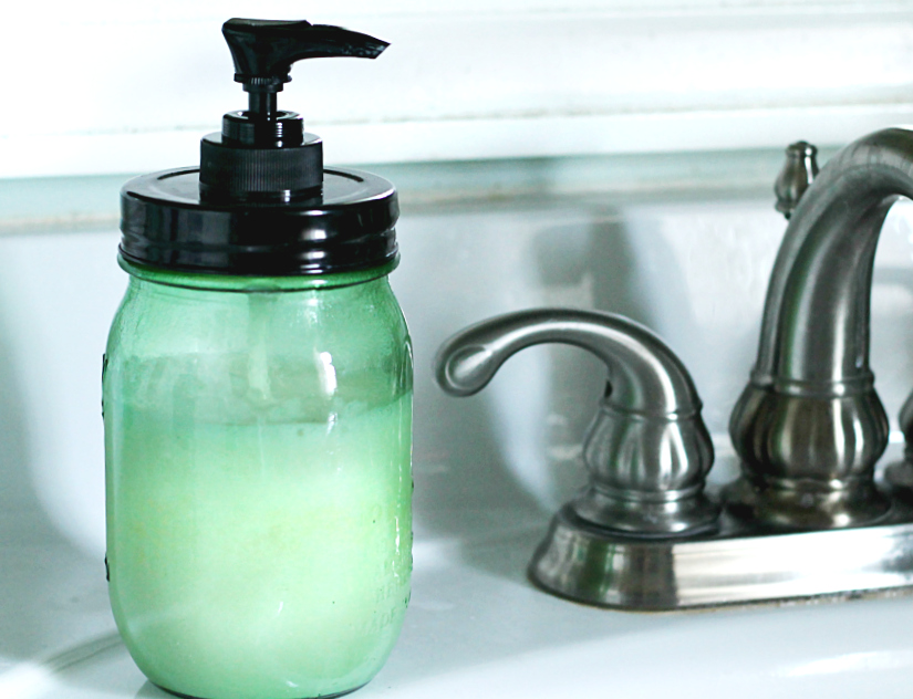 DIY Gardener's Hand Soap for Use in a Pretty Mason Jar