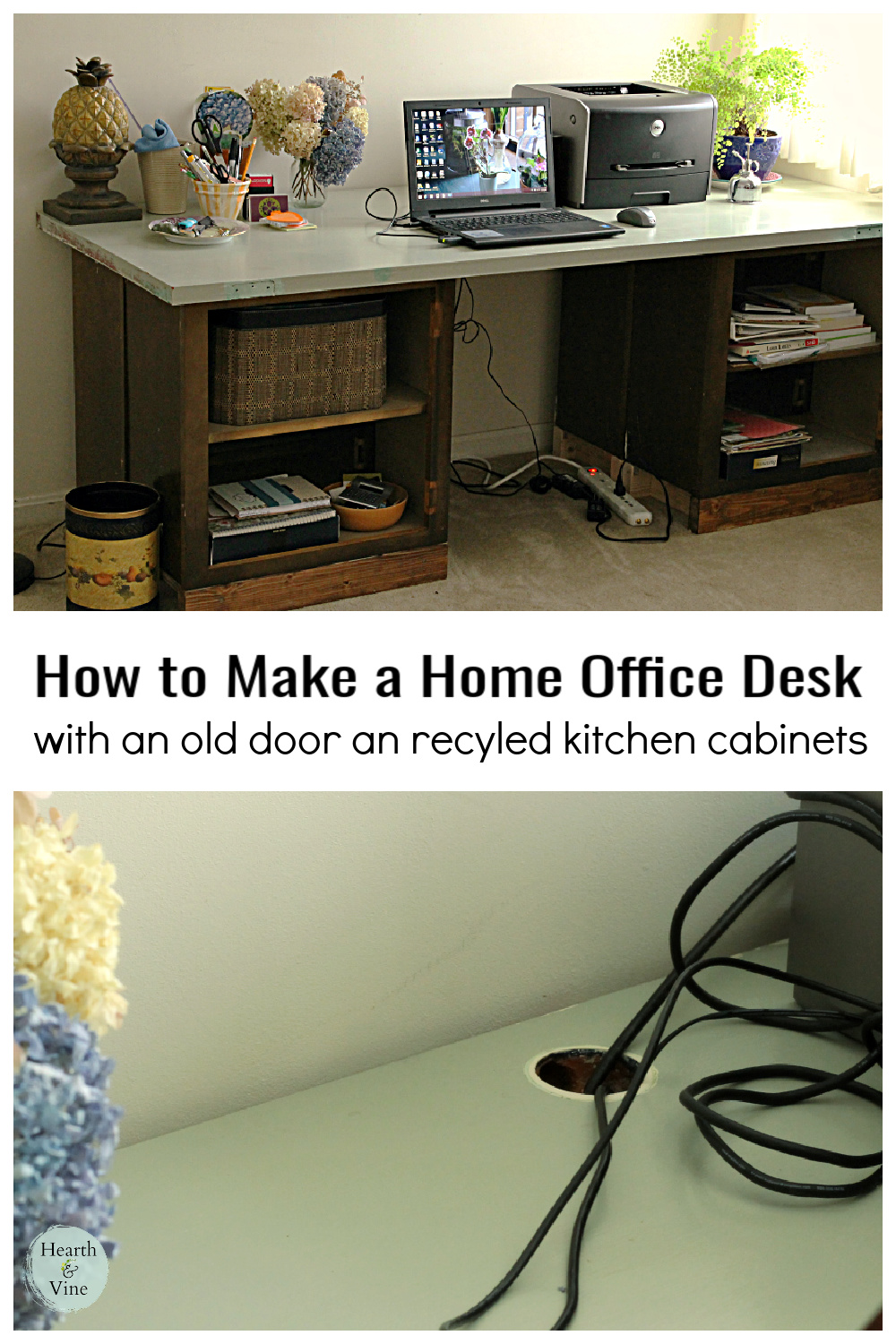 DIY Door Desk from a Recycled Door and Cabinets