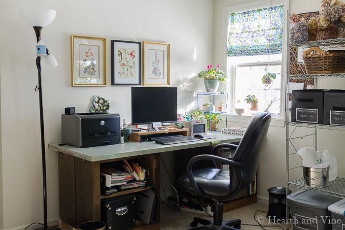 DIY office desk from salvaged materials