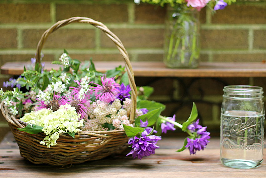 Basket of fresh cut flowers