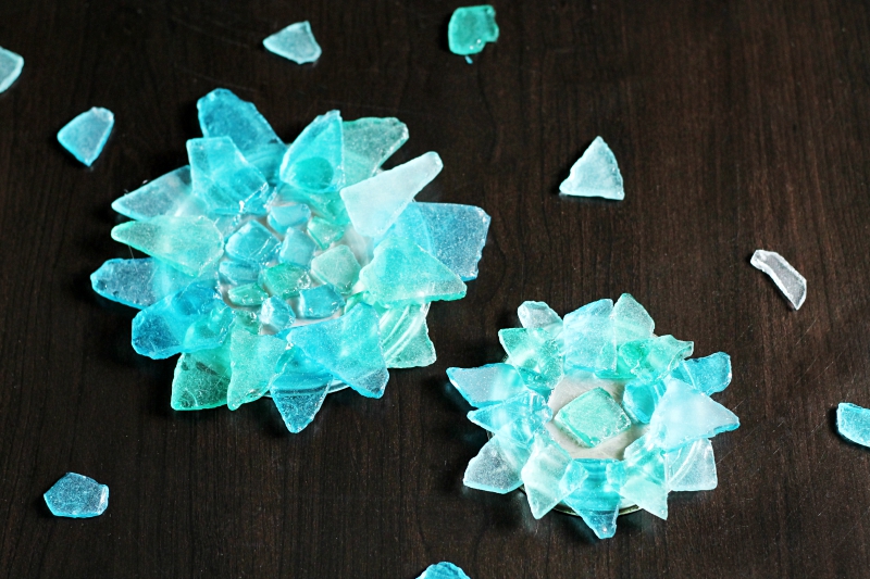 Sea Glass Flowers on table