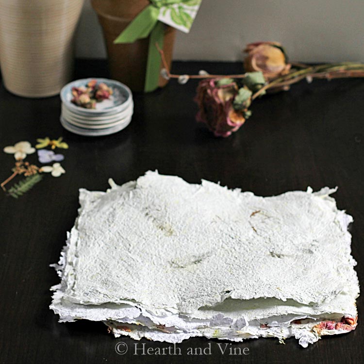 Stack of handmade flower paper