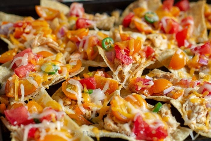 Low acid tomato chicken nachos