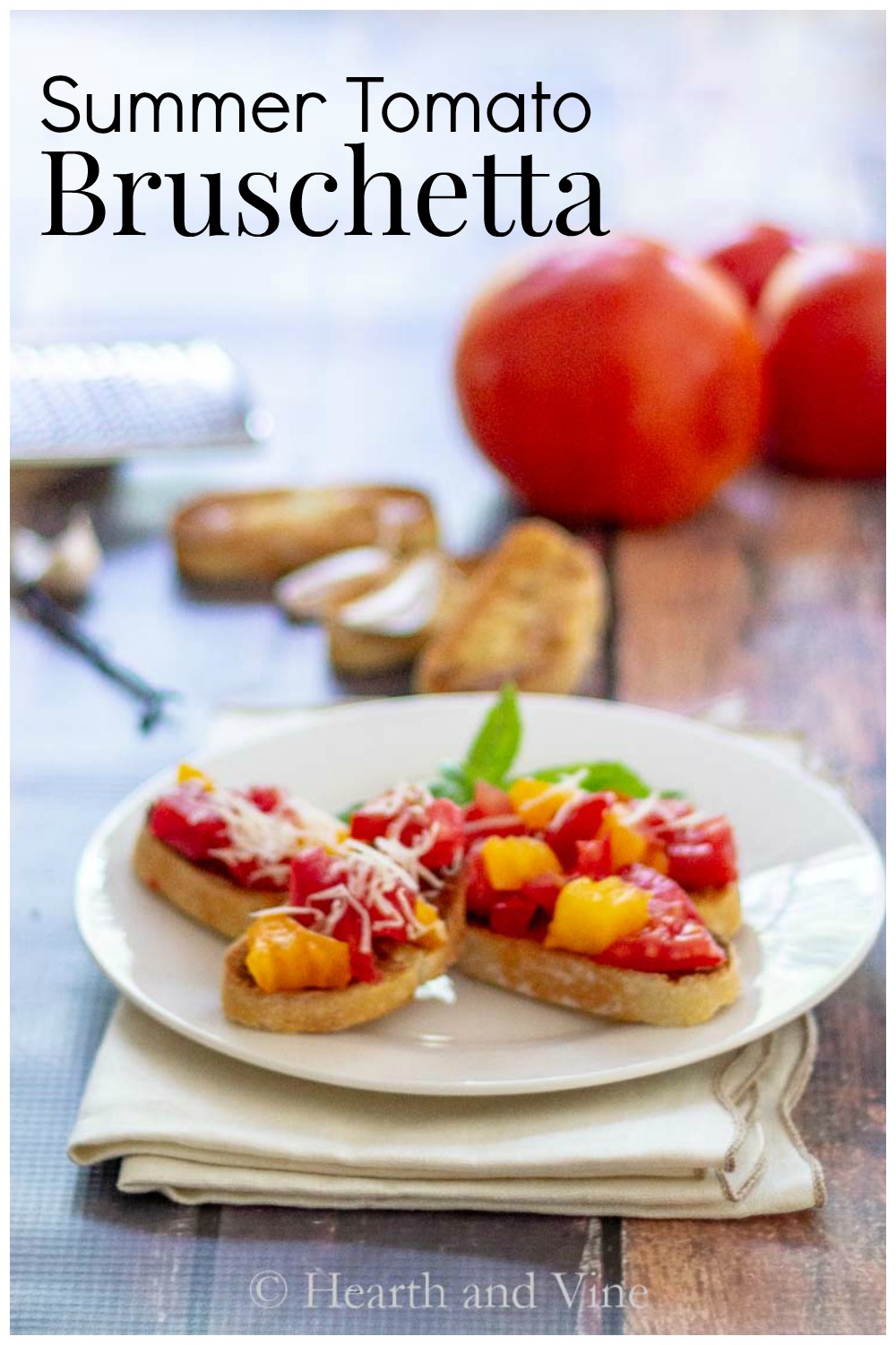 Plate of summer tomato bruschetta