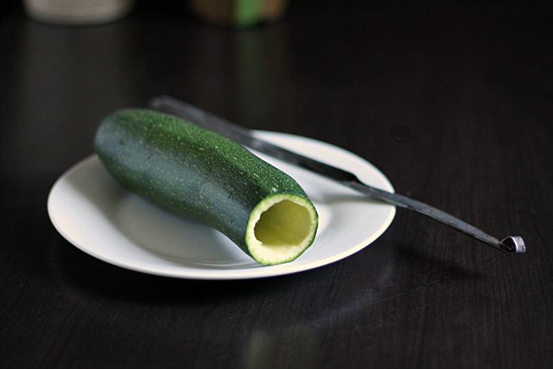 Zucchini with core scooped out