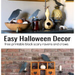 Black bird silhouettes set on different spots around the house for a spooky Halloween decoration.