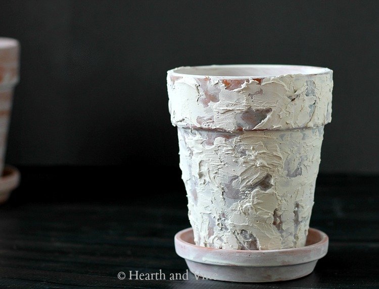 Plaster on terra cotta pot