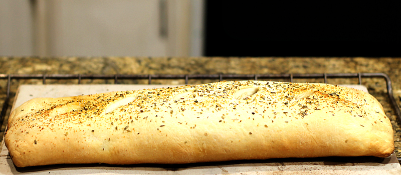 Baked stromboli from the oven.