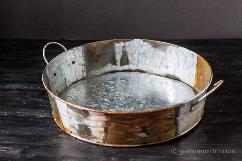 galvanized container dipped in vinegar ~ mini moss garden ~ gardenmatter.com