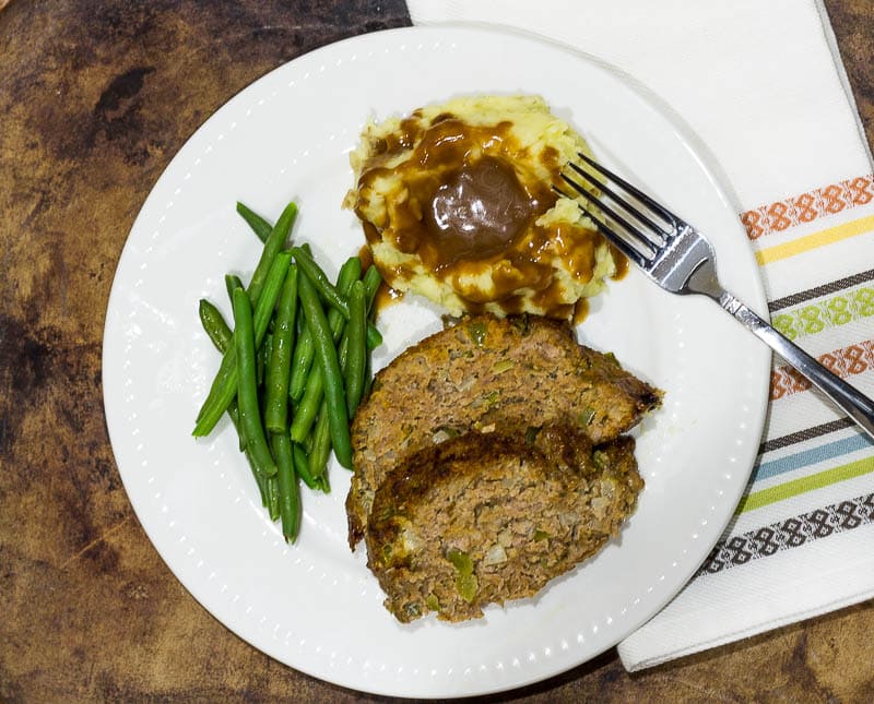 Meatloaf sliced on plate ~ Meatloaf Recipe ~ gardenmatter.com