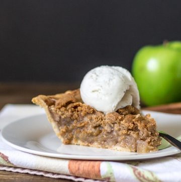 Slice with Vanilla Ice Cream ~ Dutch Apple Pie Recipe ~ gardenmatter.com