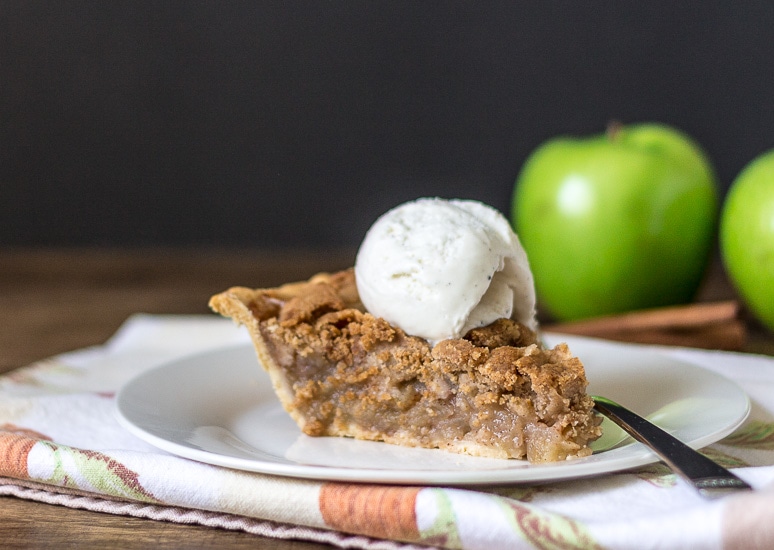 Slice with Vanilla Ice Cream ~ Dutch Apple Pie Recipe ~ gardenmatter.com