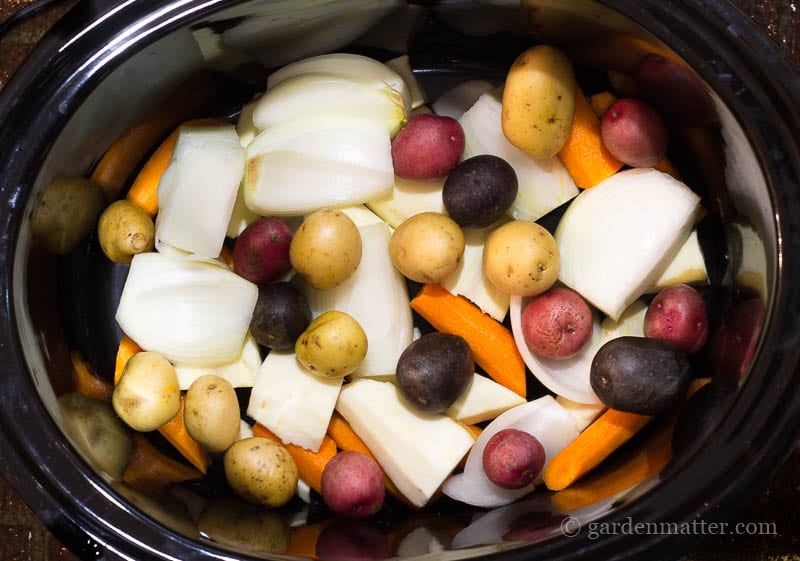 This slow cooker pot roast recipe is hearty with root vegetables to make a complete meal. AKA Busy Day Pot Roast. ~ gardenmatter.com