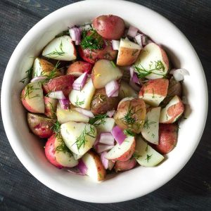 Red potato salad with lemon and fresh dill