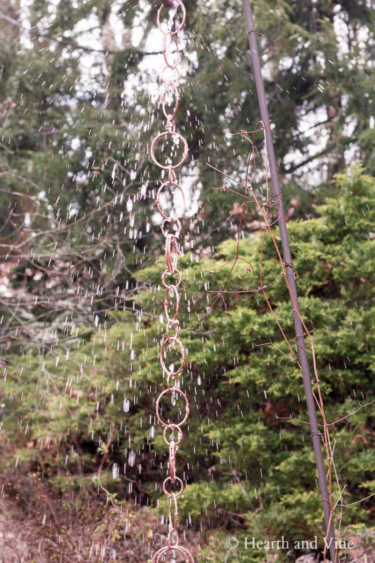 Water on rain chain