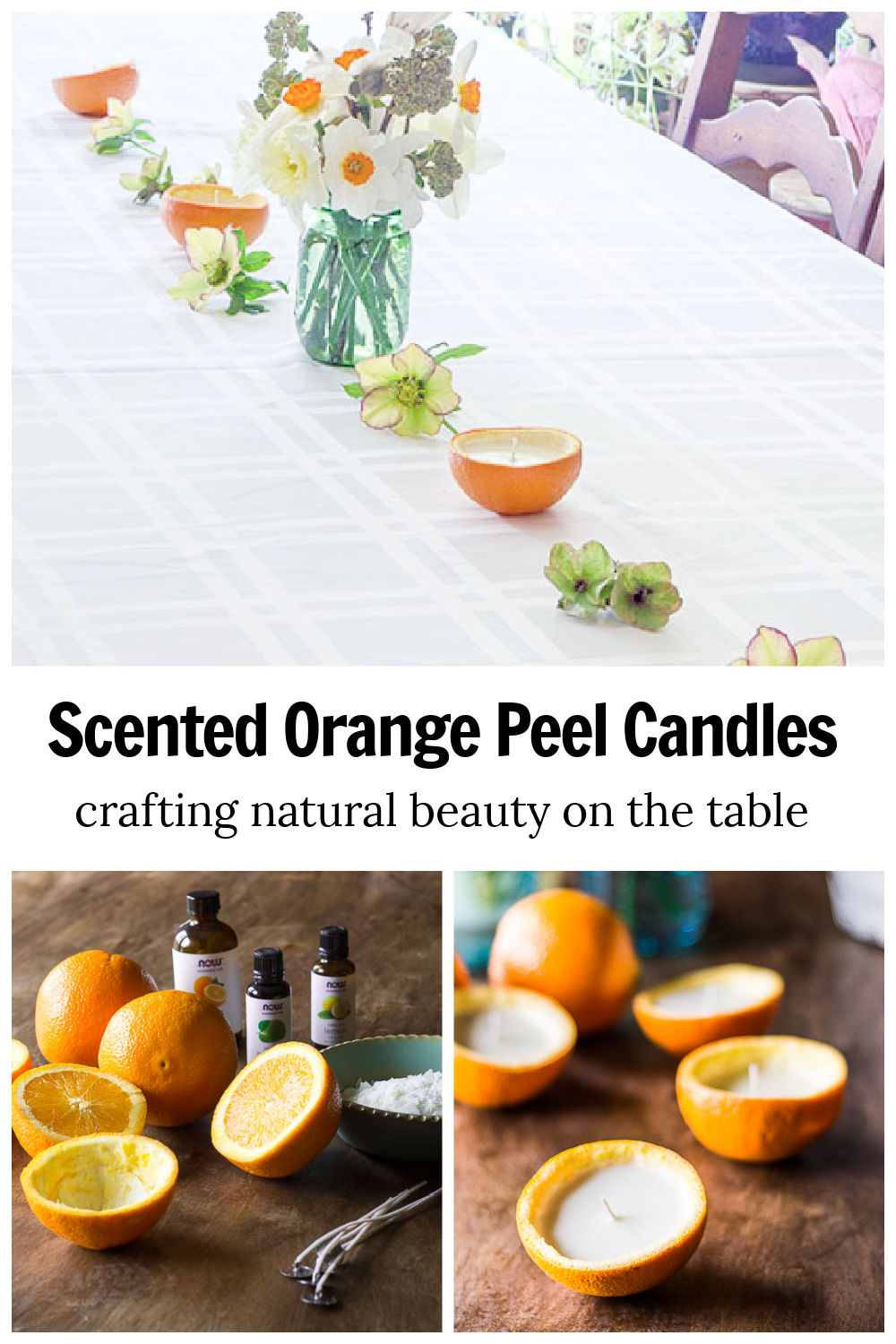 Homemade Orange Peel Candles with Essential Oils