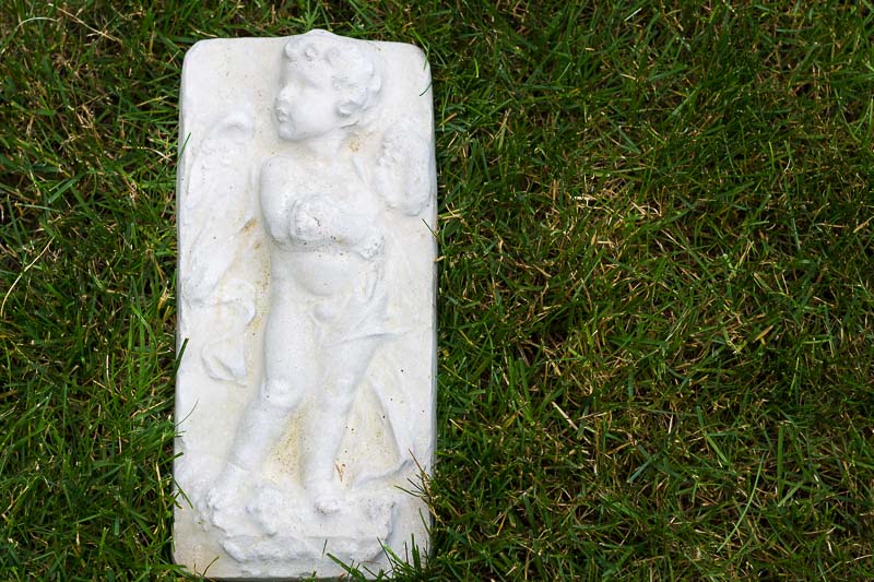 Concrete Cherub Plaque ~ faux lead garden ornament ~ gardenmatter.com