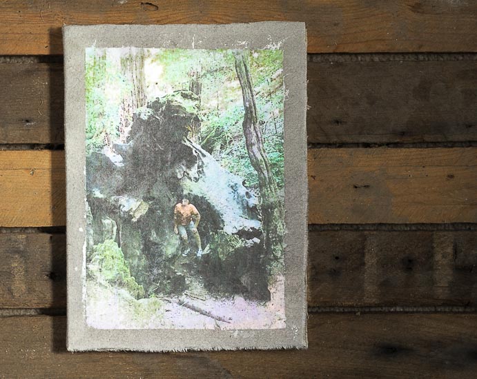 Fabric photo transfer notebook.