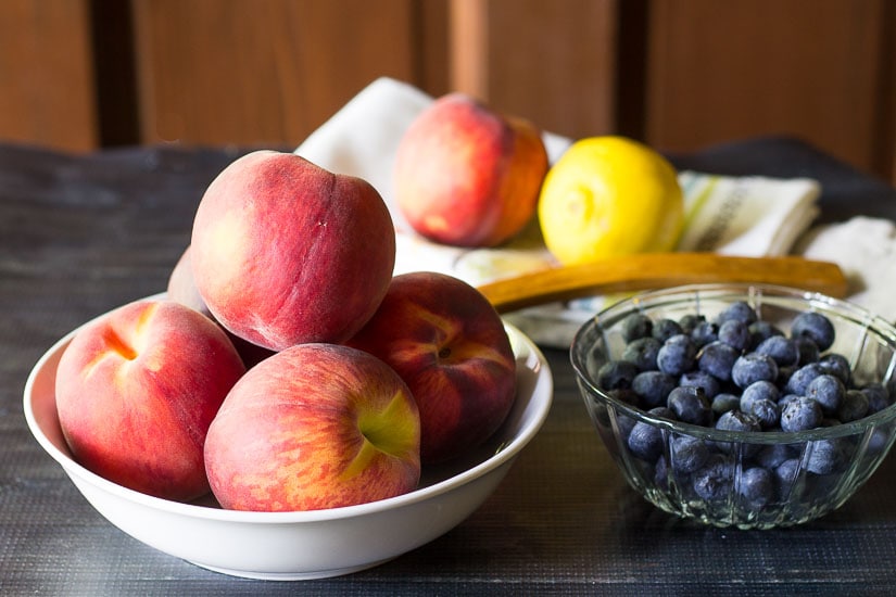 Ingredients ~ Peaches & Blueberries lemons.