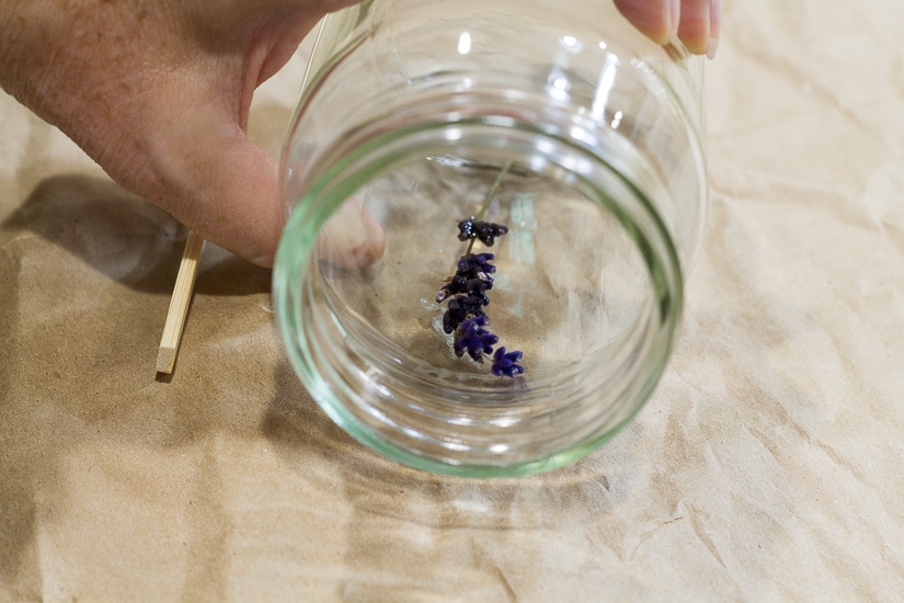 Set flower on inside of jar