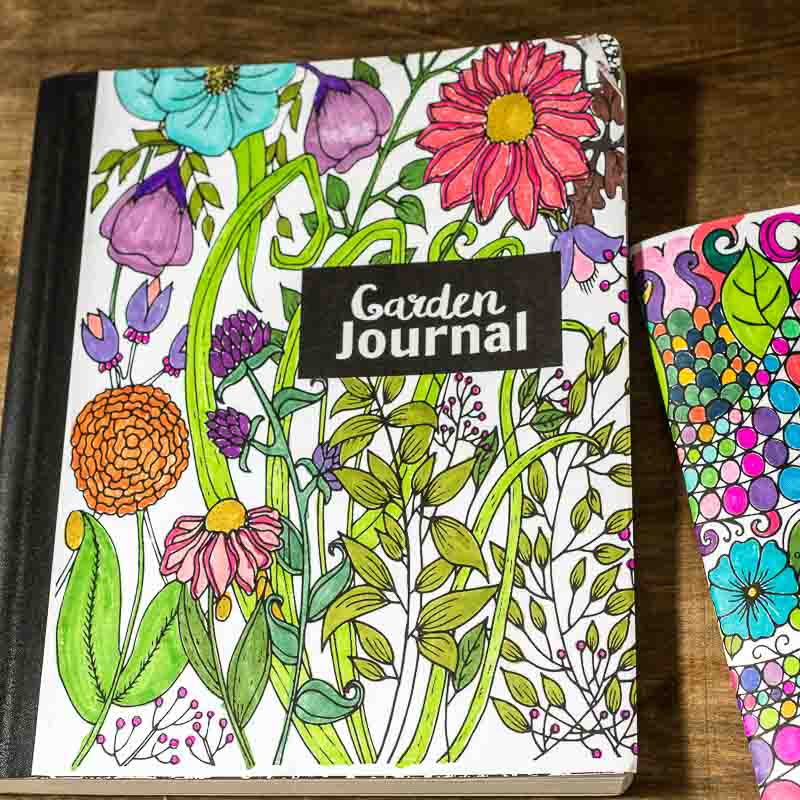 Coloring page garden journal cover.