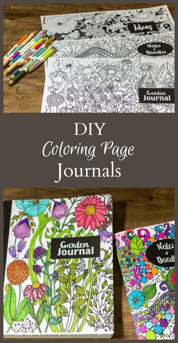 Enjoy making your own coloring page journals with these free printables. Coloring them in yourself or leave them blank and give as a gift.