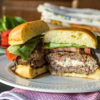 Blue Cheese Stuffed Burger with Fig Jam #SundaySupper