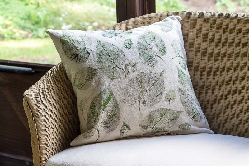 DIY Leaf Printed Drop Cloth Pillow Covers