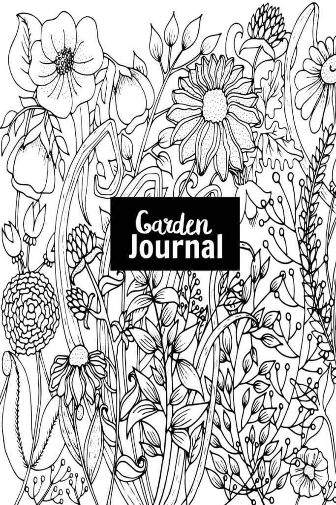 Black and white floral garden journal in portrait.