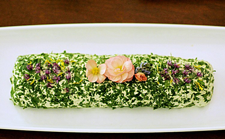Herb Cheese Spread with Edible Flowers - 10 Dishes to Serve