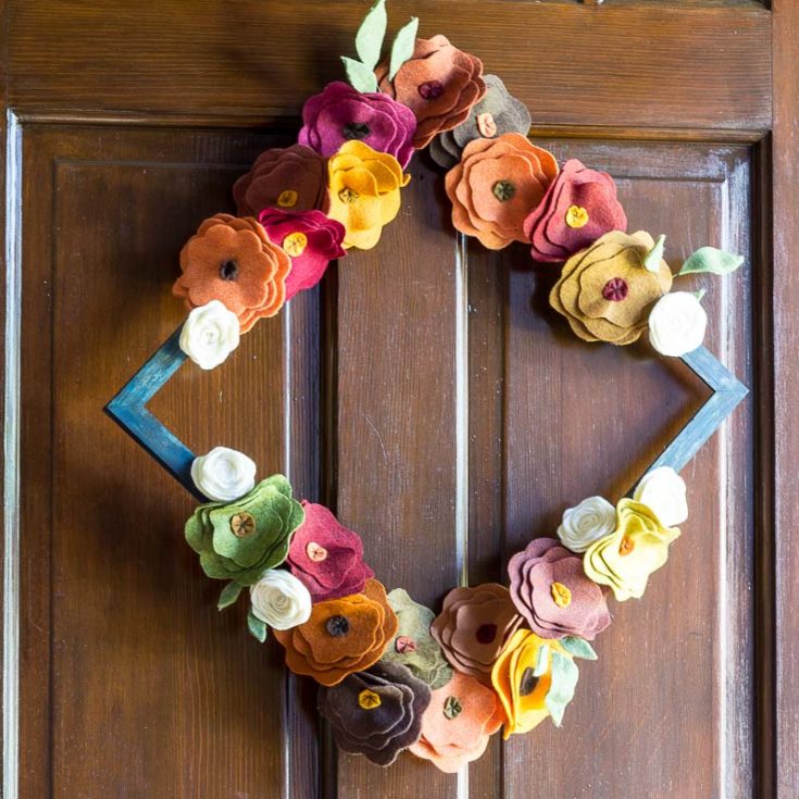 Felt Flower Wreath in Fall Colors Hearth and Vine
