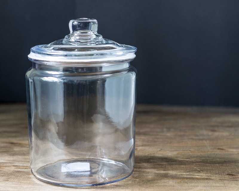 Clear apothecary jar.