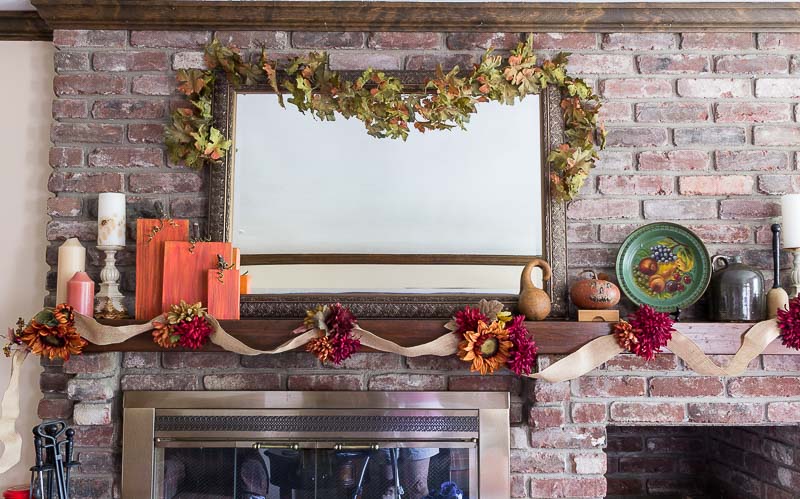Decorated mantel for fall.
