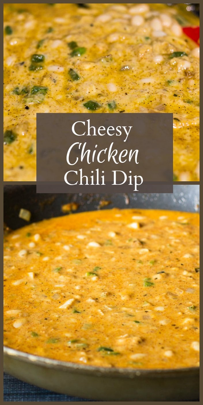 This cheesy chicken chili dip is so easy to make. Great for any party or for just hanging out to watching football or a movie with the family.