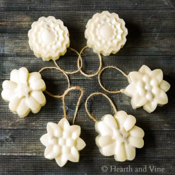 Circle of beeswax flower ornaments
