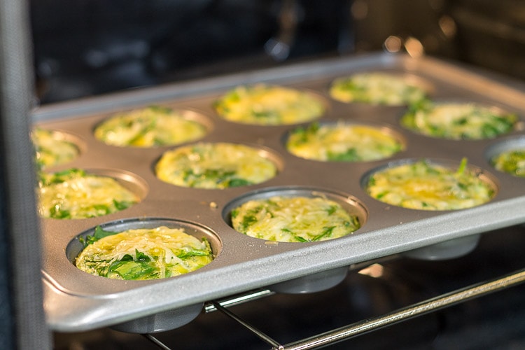 spinach egg muffins in the oven